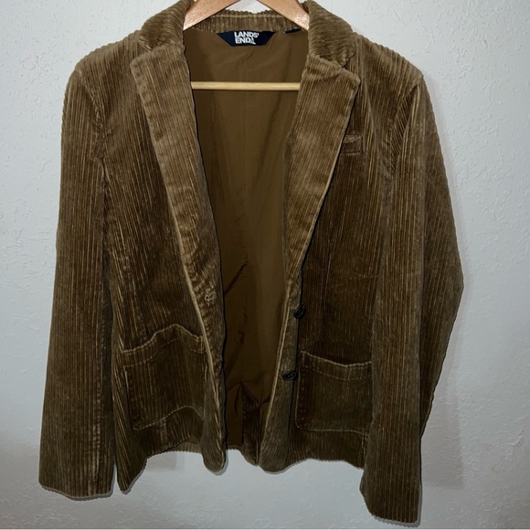 Lands' End Camel Brown Corduroy Cotton Blend Blazer Jacket Size Medium. - Picture 8 of 13